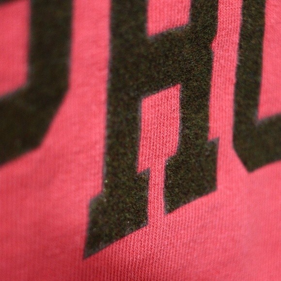 B&H Co Red Spellout Providence Raised Flocked Text TShirt Large - Picture 5 of 13